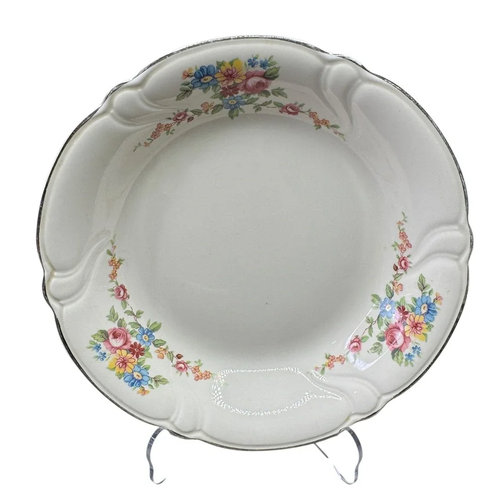 Vintage Taylor Smith Taylor‎ Rose Garden Soup Cereal Bowl Scalloped Edge